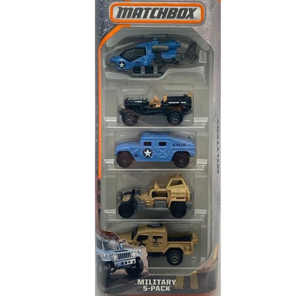 Matchbox Metal Military 5 Pack Diecast Helicopter Hummer Jeep NIP 2016 - Picture 1 of 4
